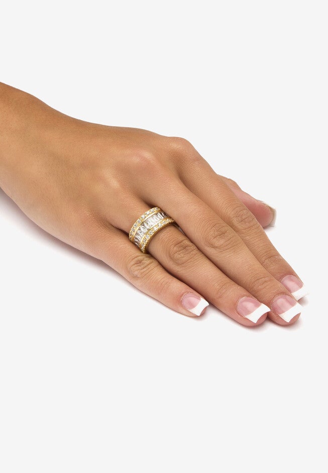 9.34 Tcw Emerald-Cut Cubic Zirconia Eternity Band In 14K Gold-Plated Sterling Silver, , alternate image number null