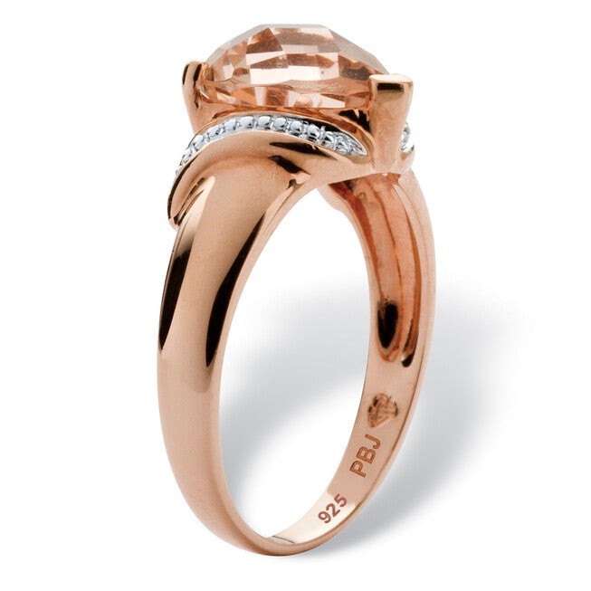 2.25 TCW Heart Cut Simulated Morganite Rose Gold-Plated Sterling Silver Ring, PINK, on-hover image number null