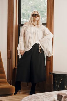 Pleated Wide-Leg Culottes