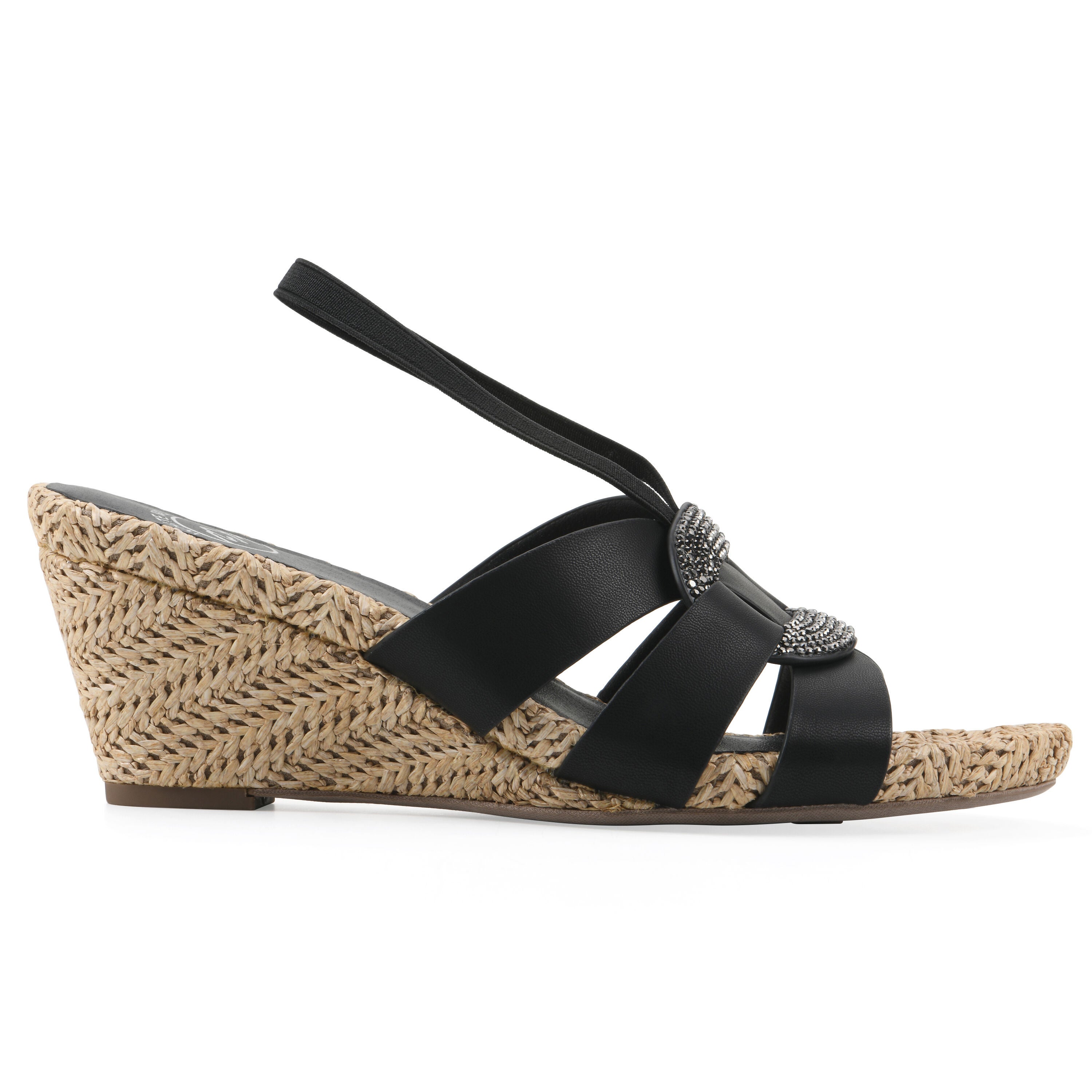 Atavi Wedge Sandal, BLACK SMOOTH, alternate image number 2