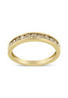 Yellow Gold Plated Sterling Silver Channel Set Round Champagne Diamond 11 Stone Band Ring, WHITE, hi-res image number null
