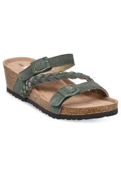 Leather Braided Adjustable 2 Strap Footbed Sandal