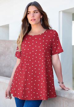 Plus Size Cotton Ultimate Swing Tee with Keyhole Back