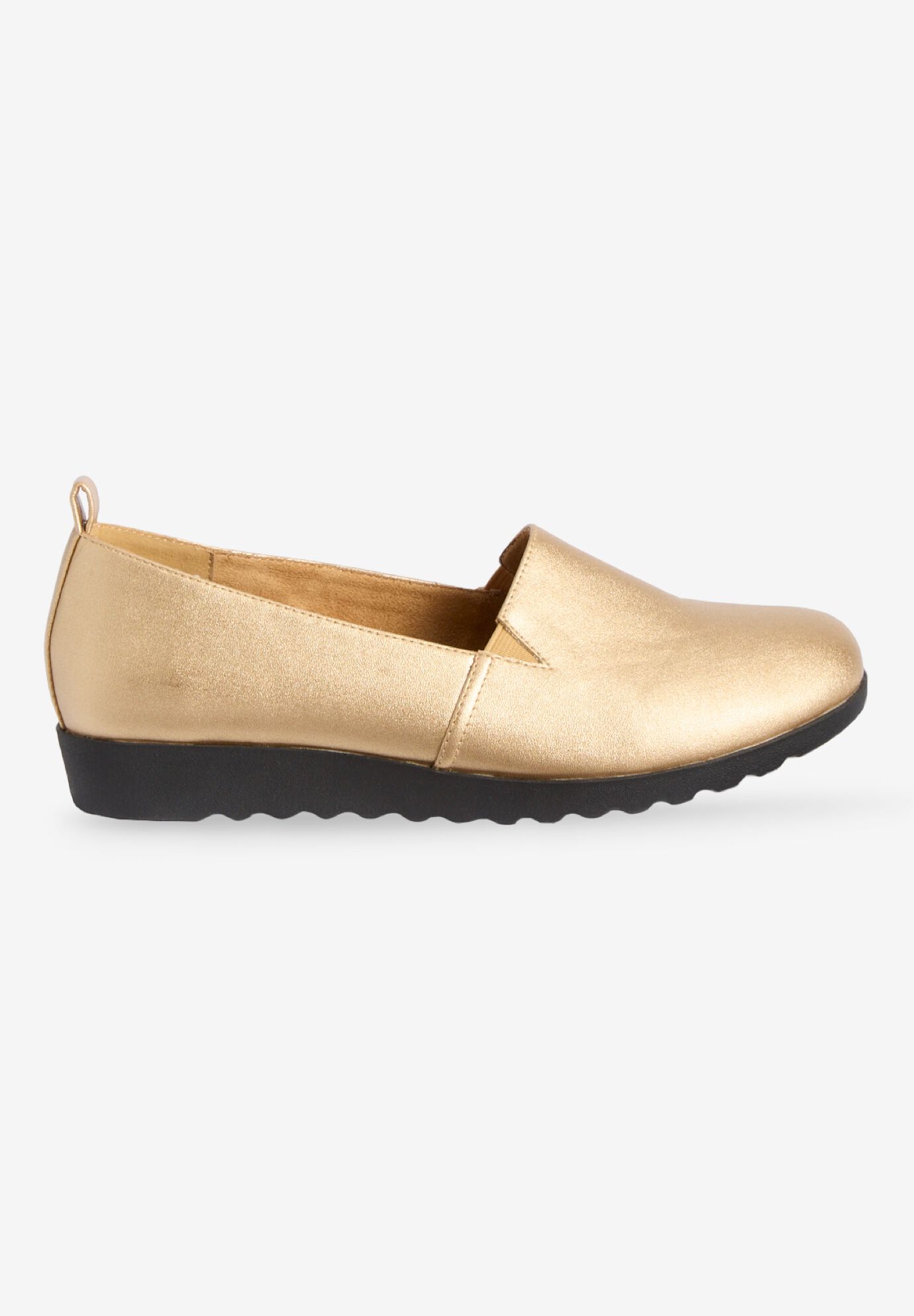 The June Leather-Like Slip On Flat, GOLD, alternate image number 3