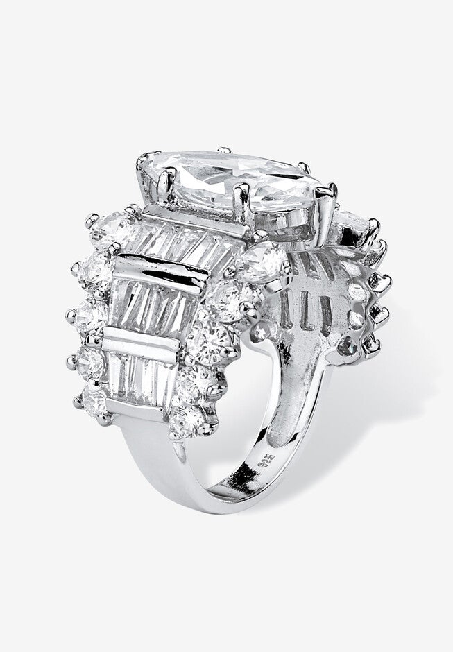 6.55 Tcw Marquise-Cut Cubic Zirconia Ring In .925 Sterling Silver, , on-hover image number 1