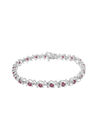 Sterling Silver Gemstone & Round Diamond Tennis Bracelet Pink Tourmaline October Birthstone, , on-hover image number null