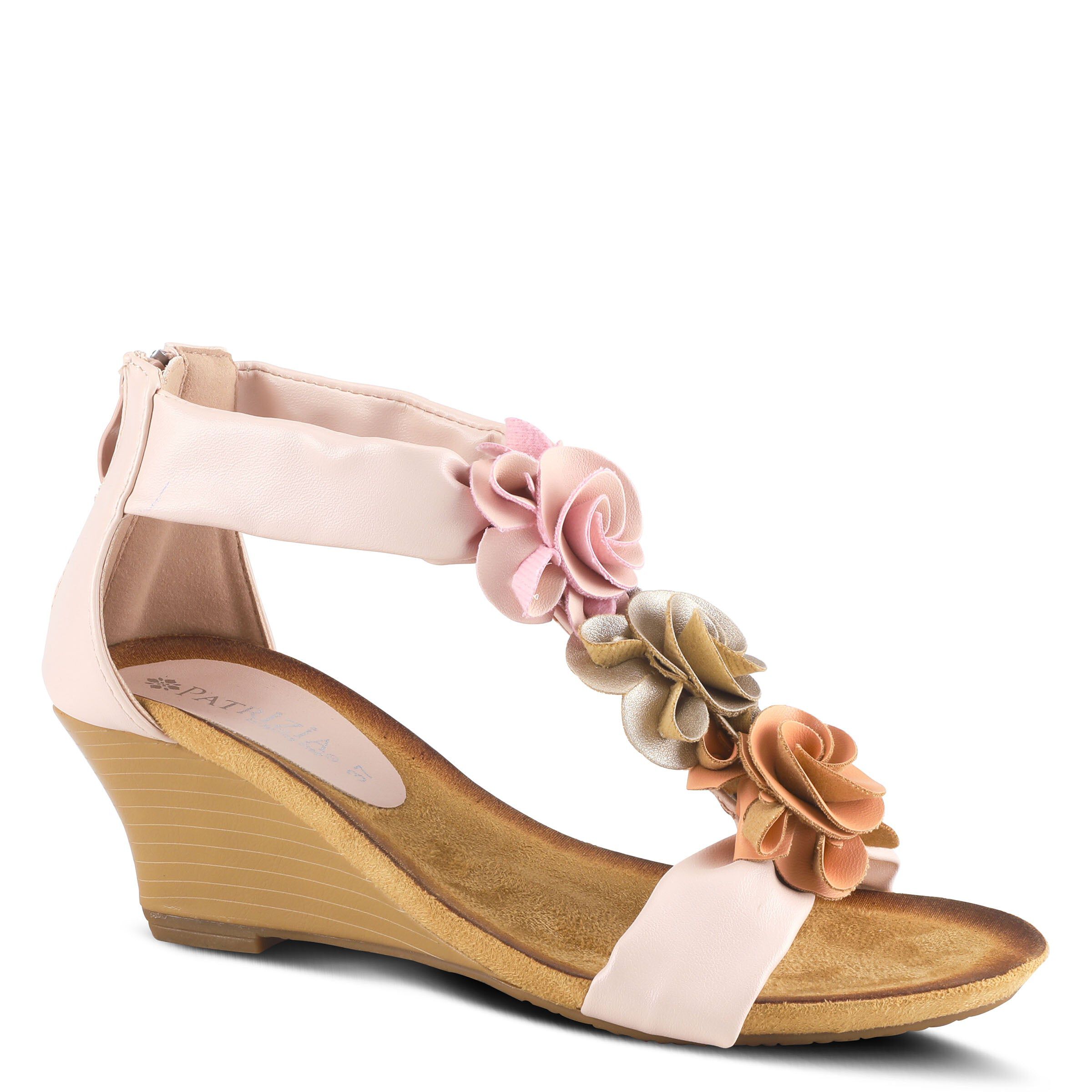 Harlequin Closed Back T-Strap Wedge Sandal, PEACH, hi-res image number 0