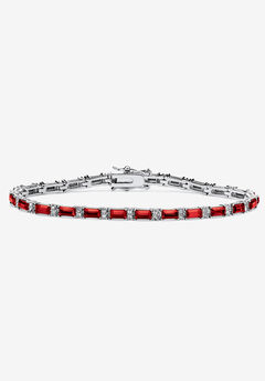 Birthstone Silvertone Tennis Bracelet 7.5"