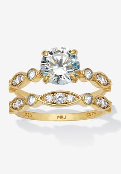 2.52 Tcw Round Cubic Zirconia Bridal Ring Set