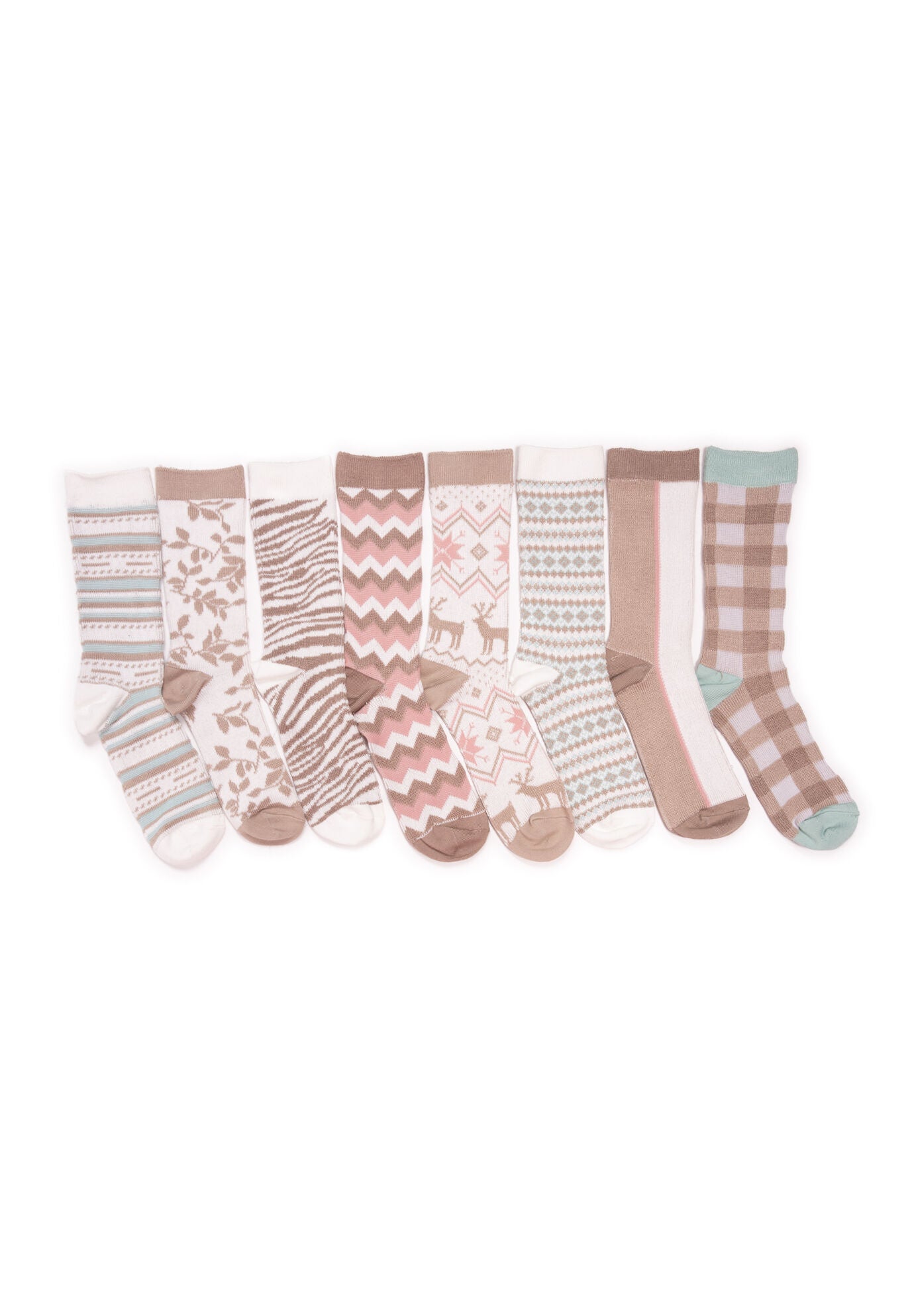 8 Pair Pack Microfiber Boot Socks Knee High, Ivory | Woman Within