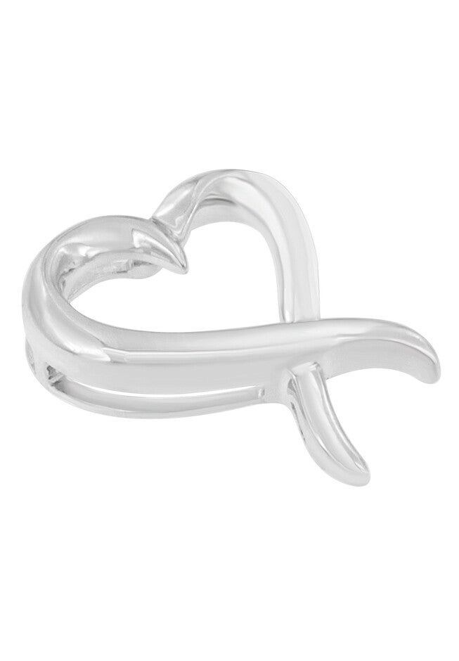 Silver Open Heart-Shaped Awareness Ribbon Pendant Necklace, , alternate image number null