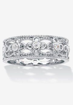 .25 Cttw Round .925 Sterling Silver Cubic Zirconia Filigree Band