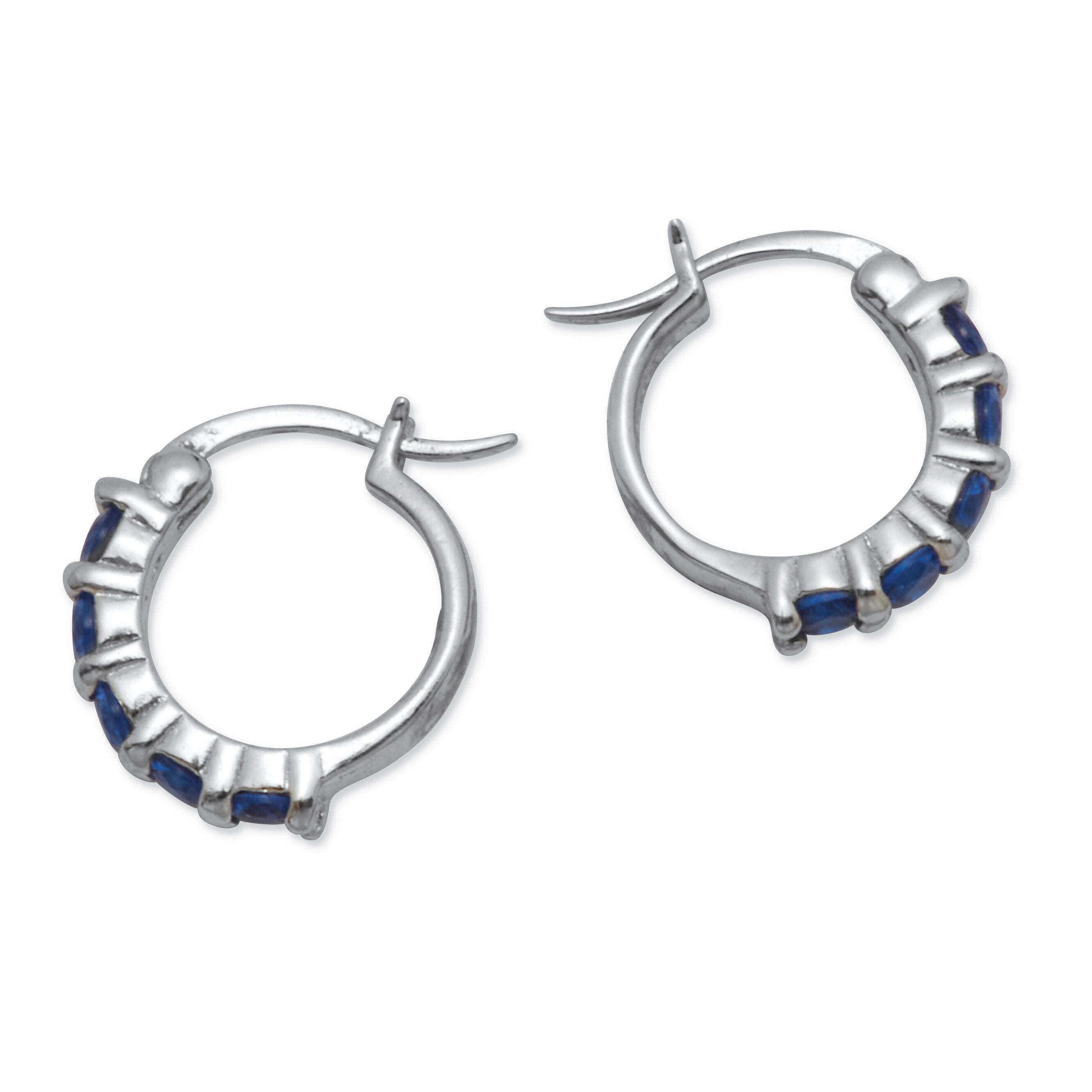 Birthstone Sterling Silver Huggie Hoop Earrings, SEPTEMBER, alternate image number 2