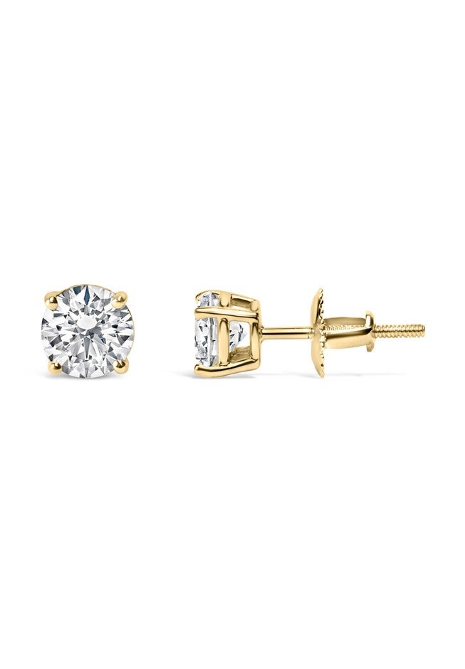 14K Gold 1.0 Cttw Round Brilliant Cut Lab Grown Diamond 4-Prong Classic Solitaire Stud Earrings, , alternate image number 6