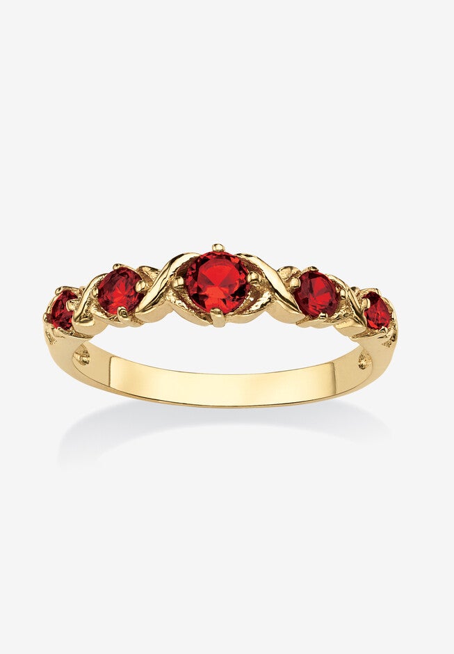 Yellow Gold-Plated Simulated Birthstone Ring, JULY, hi-res image number 0