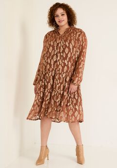 Coraline Metallic Print Georgette Dress