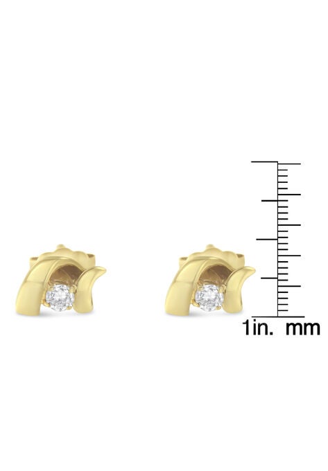 Yellow Gold Round Brilliantcut Diamond Espira Swirls Solitaire Push Back Stud Earrings, , alternate image number null