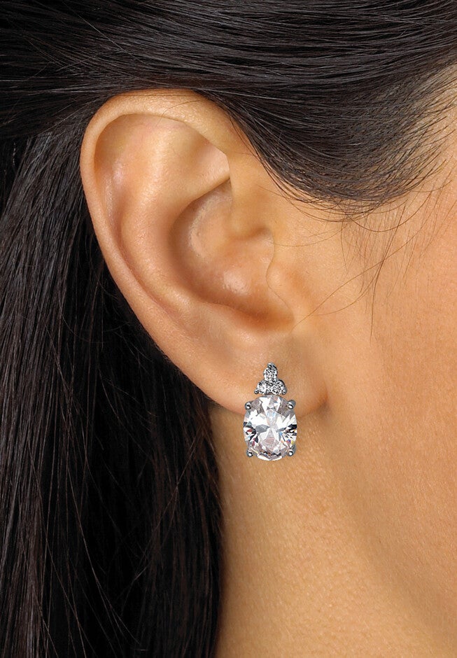 Platinum-Plated Oval Cubic Zirconia Set, , alternate image number 3