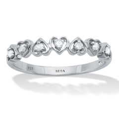 .11 TCW Interchanging Diamond Platinum Over Sterling Silver Heart Ring