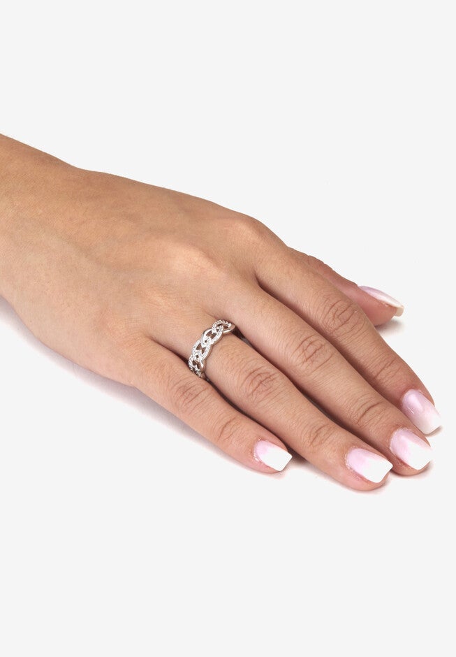 .21 Tcw Round Cubic Zirconia Platinum-Plated Sterling Silver Oval Link Ring Jewelry, , alternate image number 2