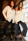 Curvie Fit Wide-Leg Corner Office Pants., BLACK LINE PLAID, hi-res image number null