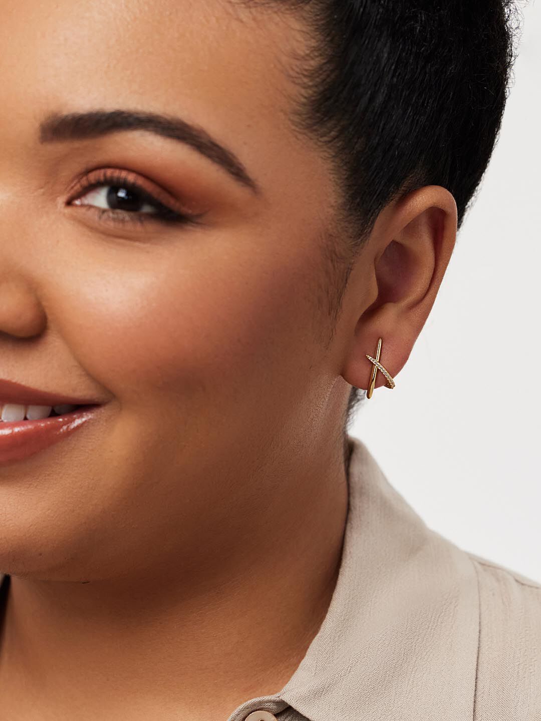 Sloane Stud Earrings, PAVE, alternate image number 4