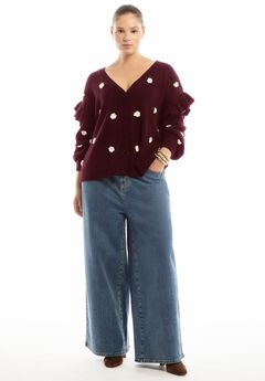 Ruffle-Sleeve Cardigan