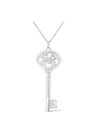 Sterling Silver Diamond Accent Cancer Zodiac Key Pendant Necklace, WHITE, hi-res image number null