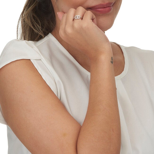 0.07 TCW Round Cubic Zirconia Sterling Silver Eternity Circles Ring, WHITE, alternate image number 2