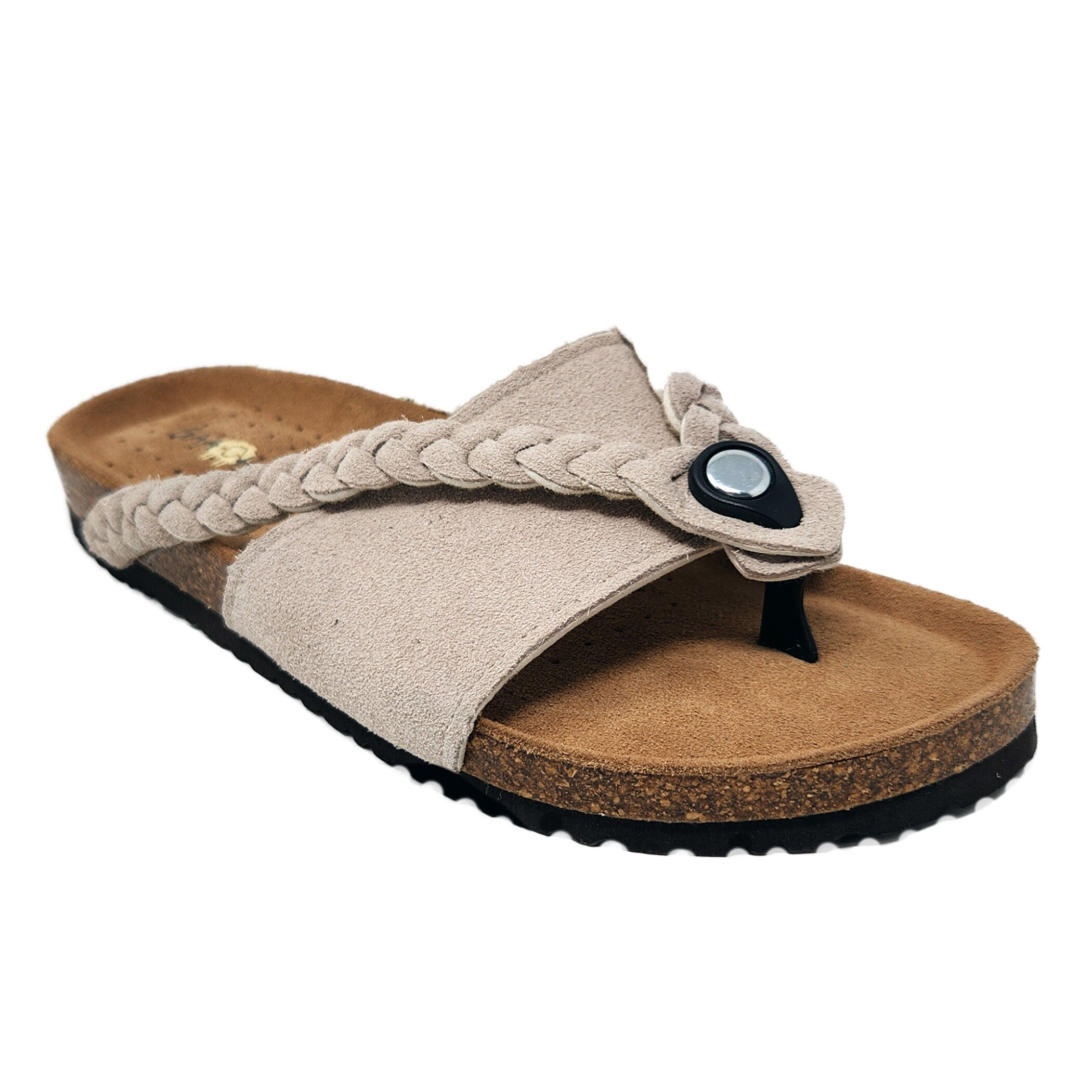 Leather Braided Thong Footbed Sandal, TAN, hi-res image number 0