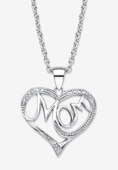 .925 Sterling Silver Diamond Accent "Mom" Pendant Necklace 18" - 20"