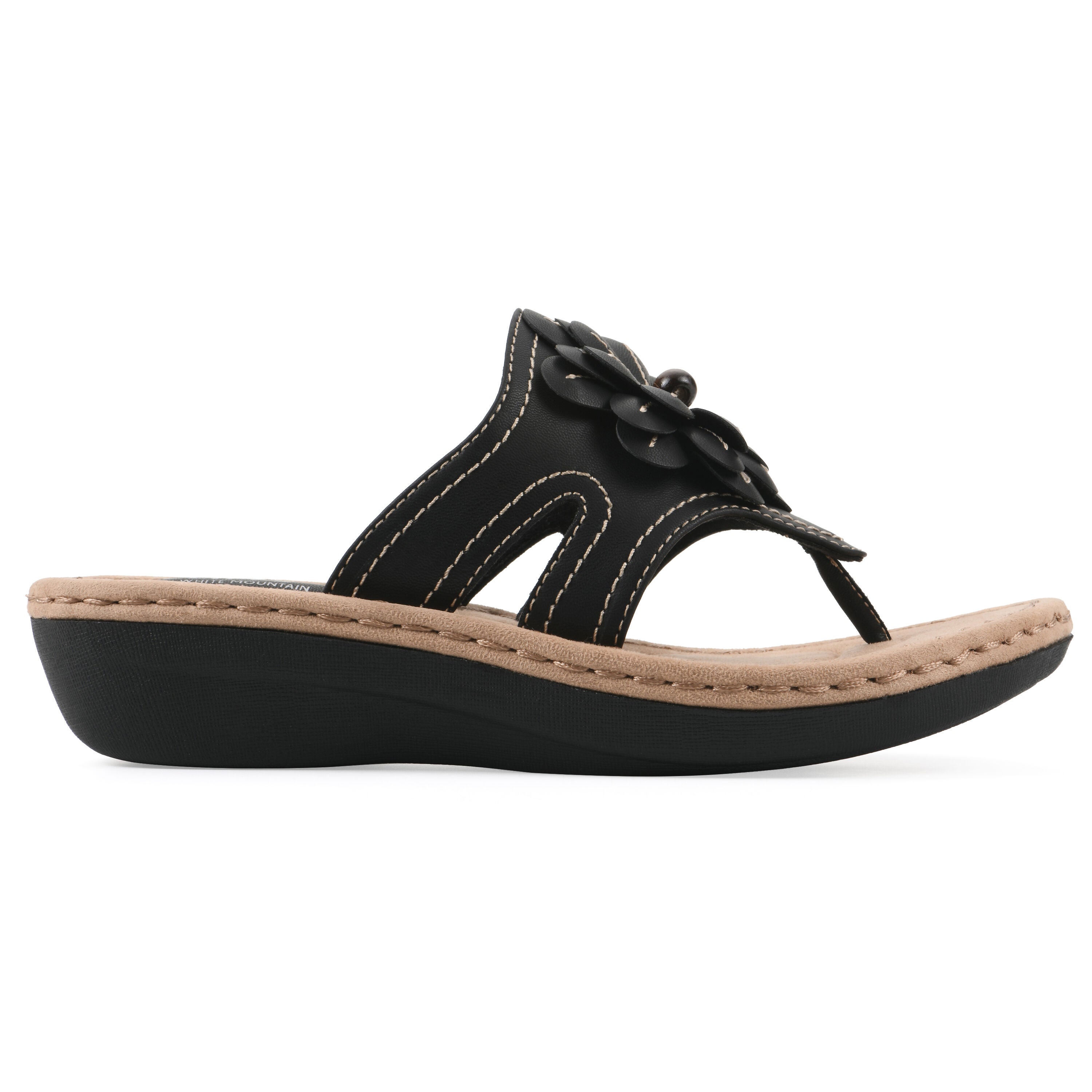 Cashlyn Floral Mini Wedge Sandal, BLACK SMOOTH, alternate image number 2