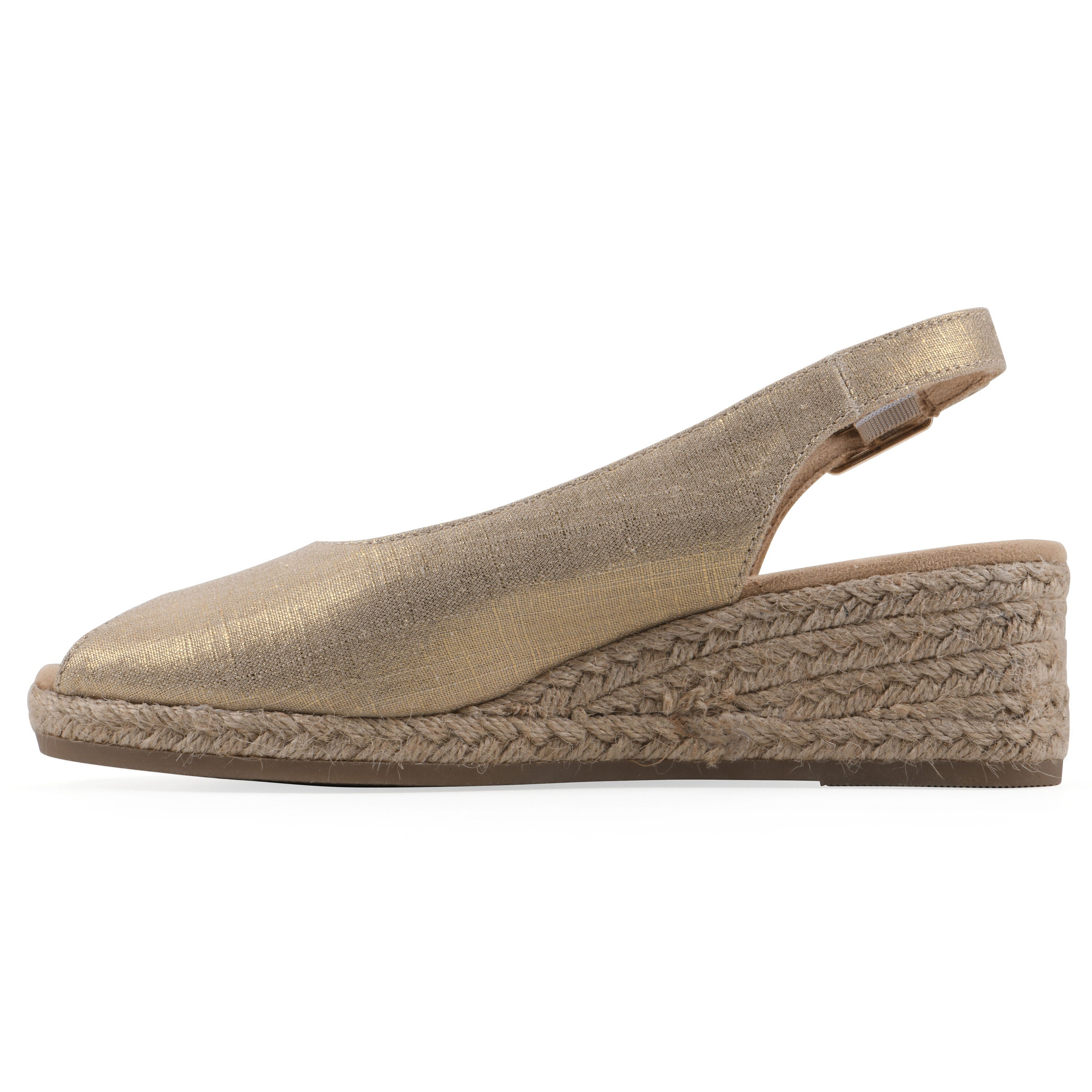 Maize Espadrille Wedge Sandal, ANTIQUE GOLD FABRIC, alternate image number 3