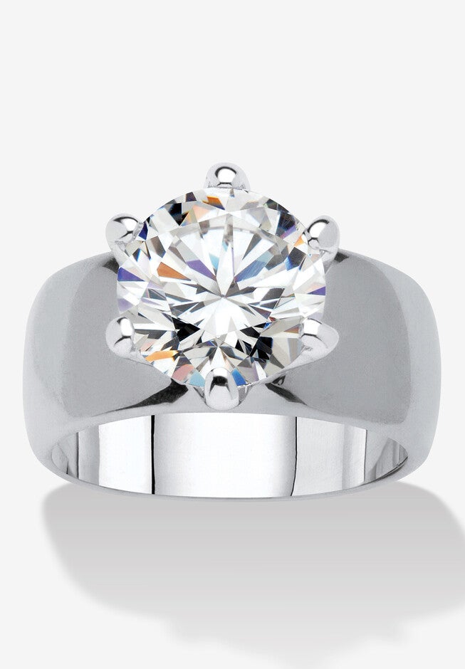 4 Cttw. Silvertone Round Cubic Zirconia Solitaire Engagement Ring, SILVER, hi-res image number null