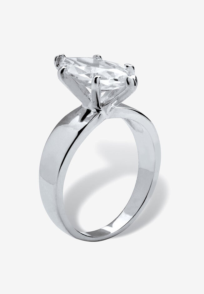 2.11 Cttw. Marquise-Cut Cubic Zirconia .925 Sterling Silver Solitaire Ring, , on-hover image number 1