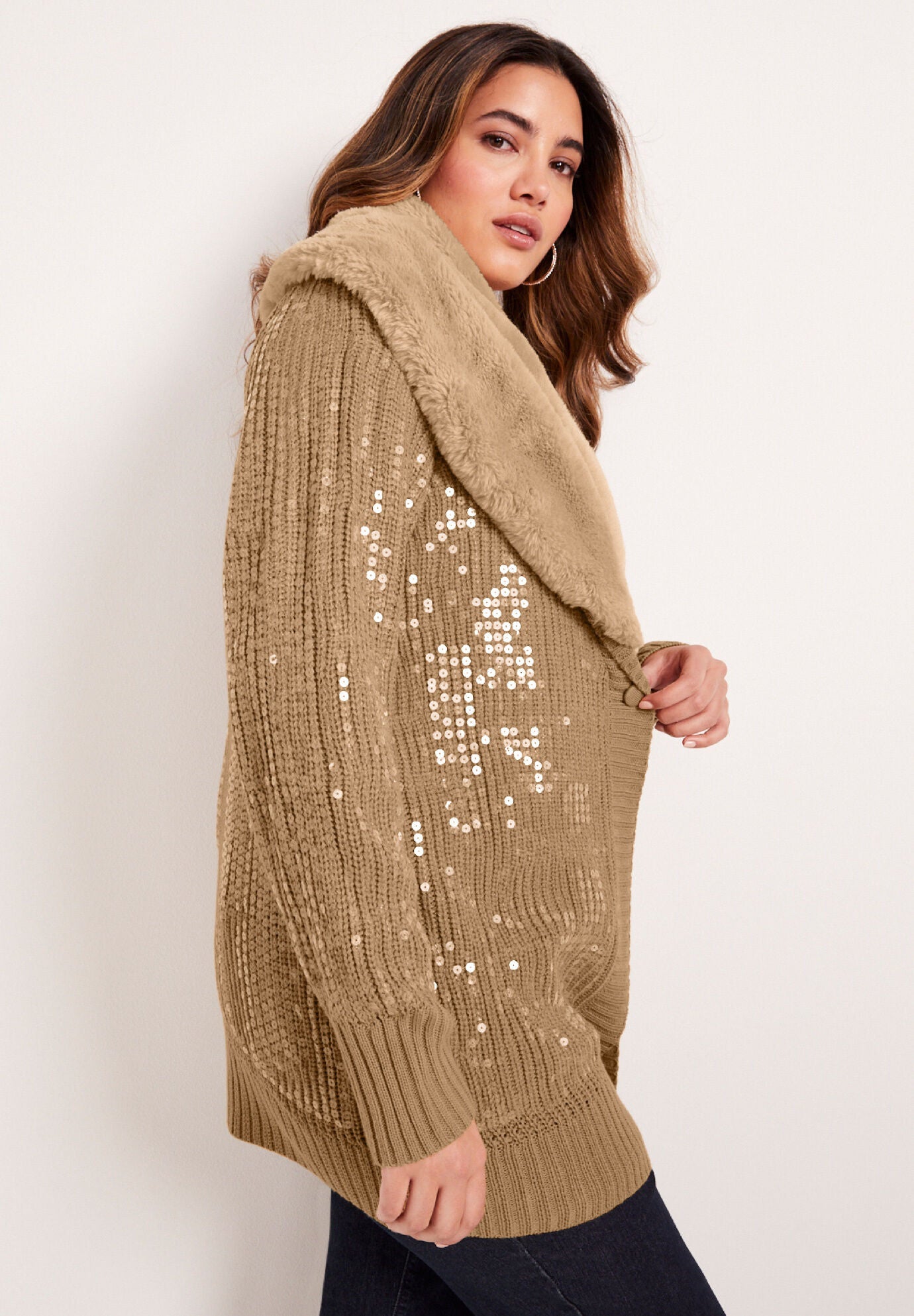 Mariella button best sale detail poncho pullover