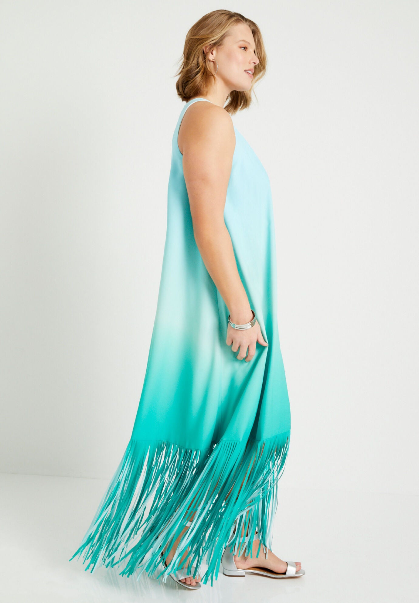 Fringe Hem Maxi Dress, , alternate image number 2