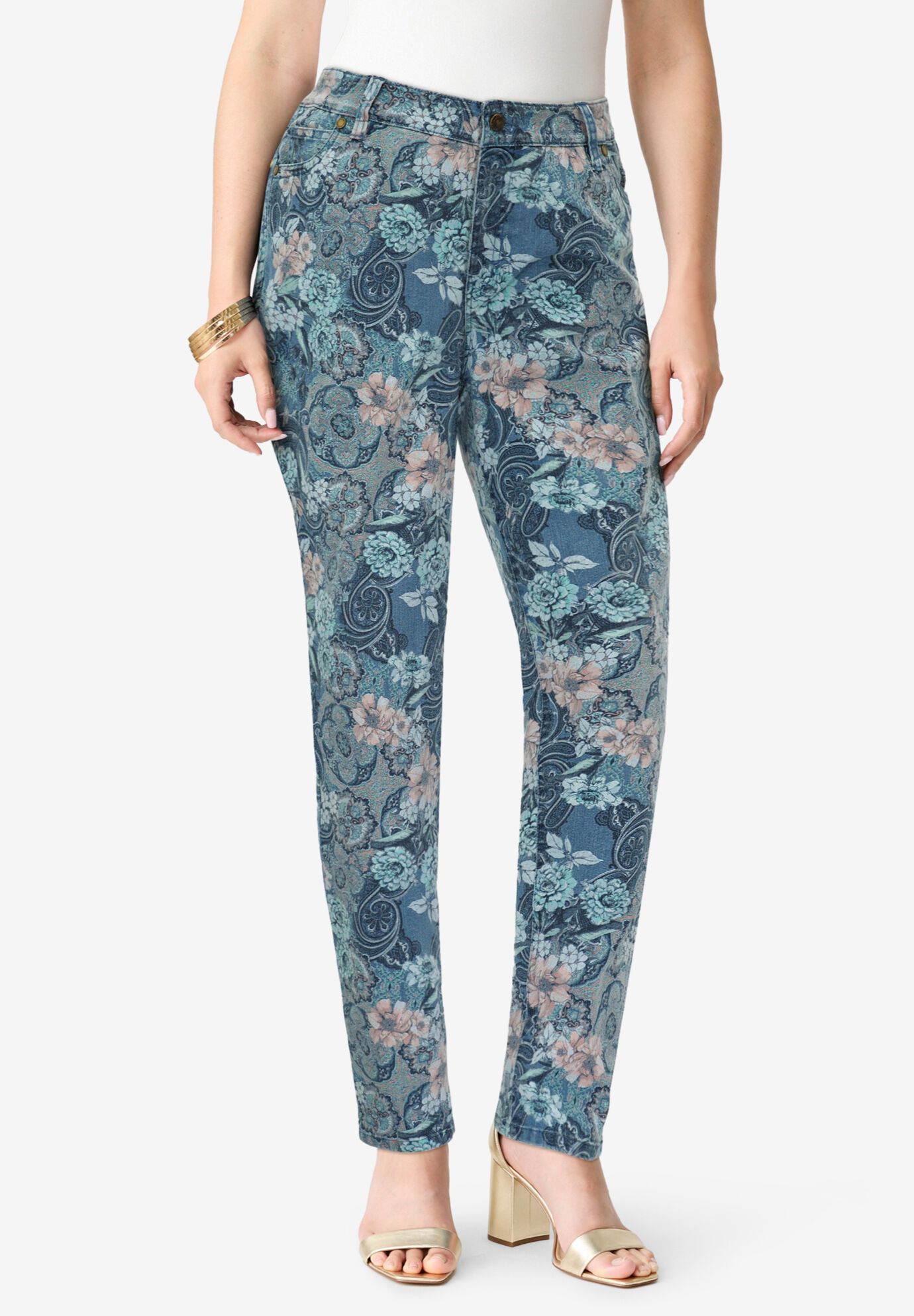 Plus Size 24/7 Stretch Straight Leg Jean, STONEWASH ROSE PAISLEY, on-hover image number 1