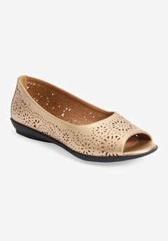 Wide Width Open Toe Flats
