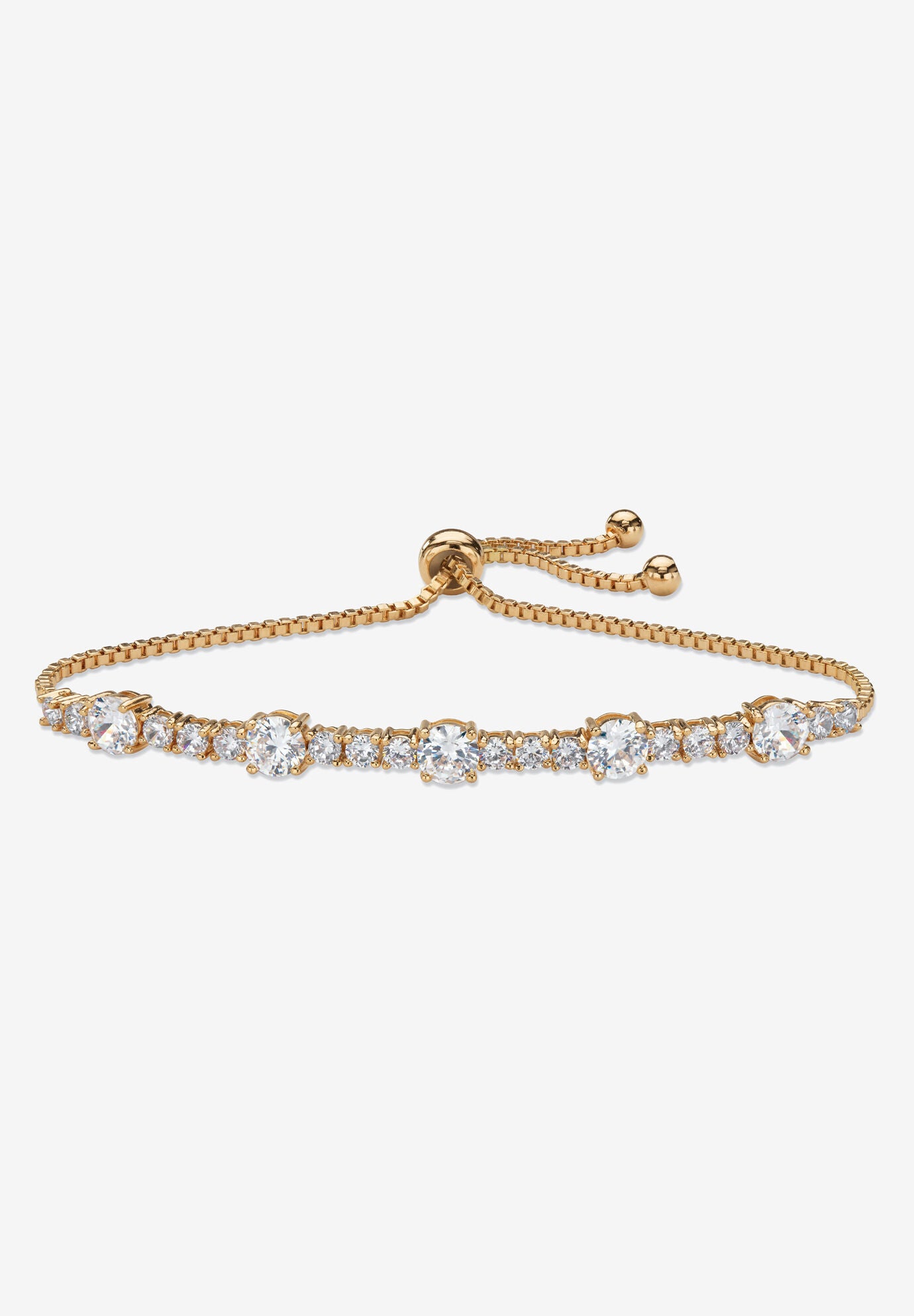 1.60 Cttw. Birthstone And Cz Gold-Plated Bolo Bracelet 10 inches, APRIL, hi-res image number 0