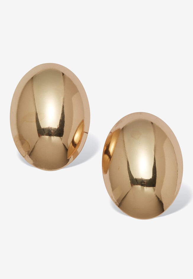 Goldtone Dome Earrings, 30X20Mm, GOLD, hi-res image number 0