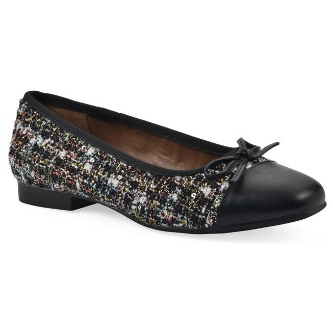 Bocci Ballet Flat - WIDE, BLACK BOUCLE FABRIC, hi-res image number 0