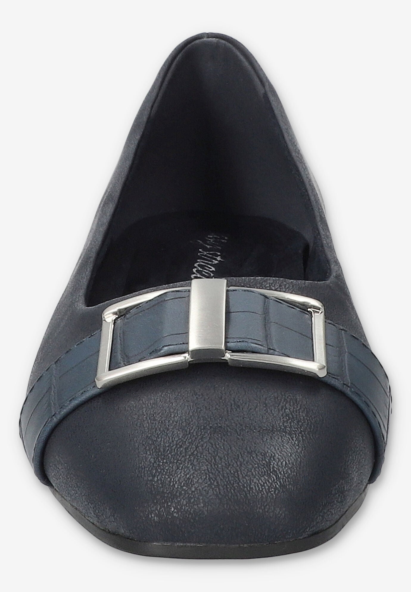 Keely Square Toe Flat, NAVY MATTE CROCO, alternate image number 3