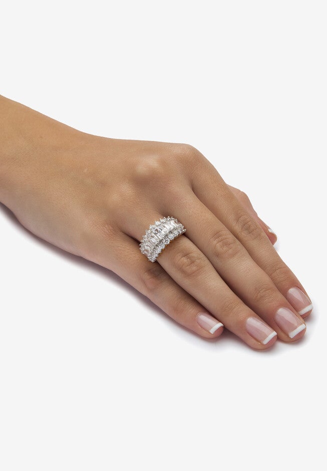 14K Gold & Sterling Silver Cubic Zirconia Ring, , alternate image number 2