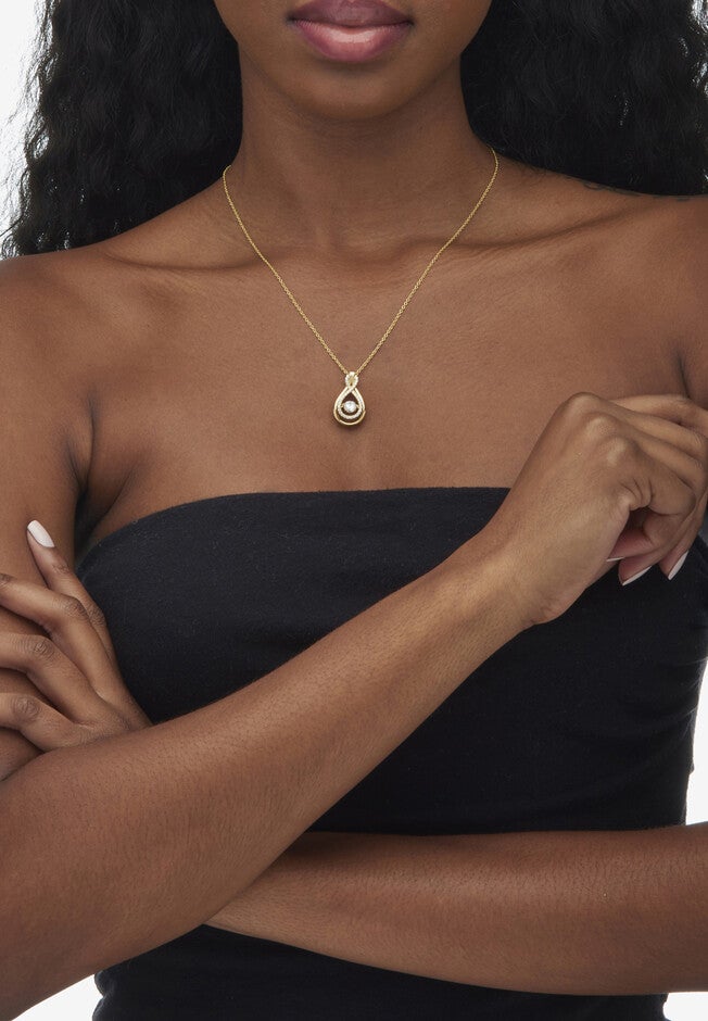 1.25 Tcw "Cz In Motion" Drop Necklace 14K Gold-Plated Sterling Silver, , alternate image number null