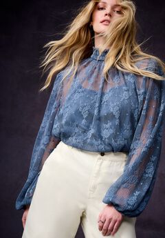 Smocked Mockneck Blouse