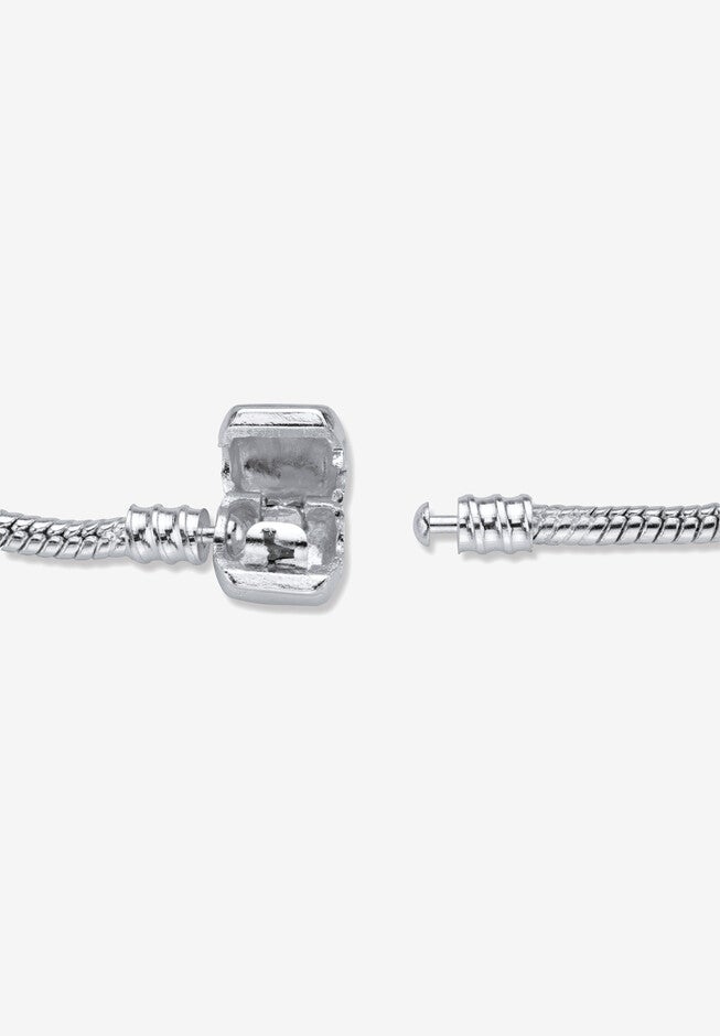 Blue Crystal Silvertone Bali Style Butterfly & Star Bracelet 8 inches Length, , on-hover image number 1