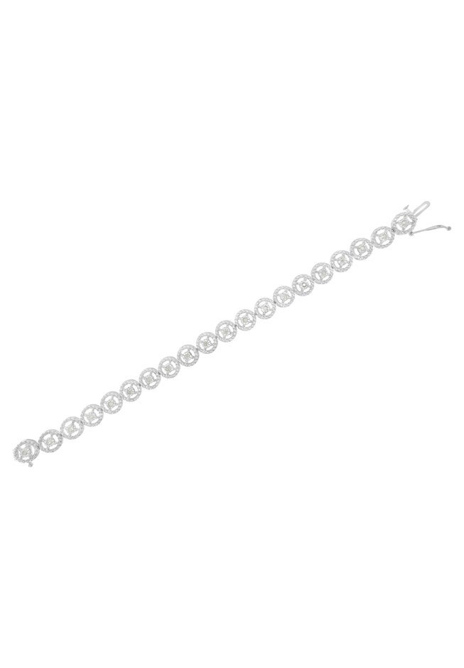 Sterling Silver Diamond Nested Circle Miracle Set Open Wheel Fashion Link Bracelet, , alternate image number 4