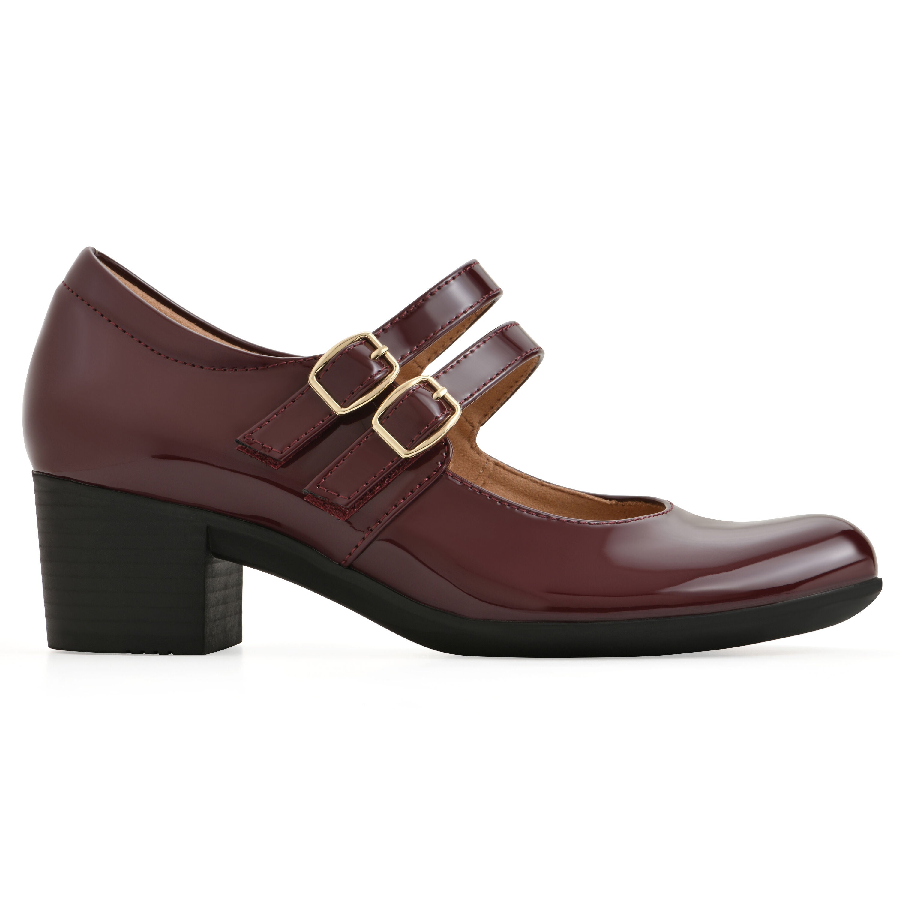 Tristin Block Heel Pump, DARK RED, alternate image number 2