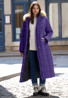 Plus Size Maxi Length Puffer Coat